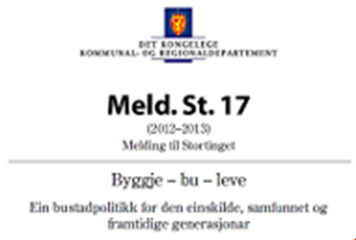 Bilde av stortingsmeldingen om boligpolitikk