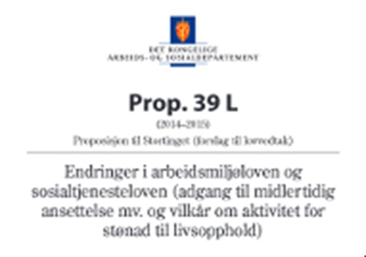 Forsiden til proposisjonen