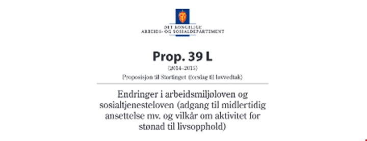 Forsiden til proposisjonen