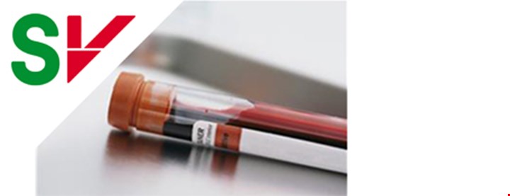 Bilde av SV logoen og en blodprøve