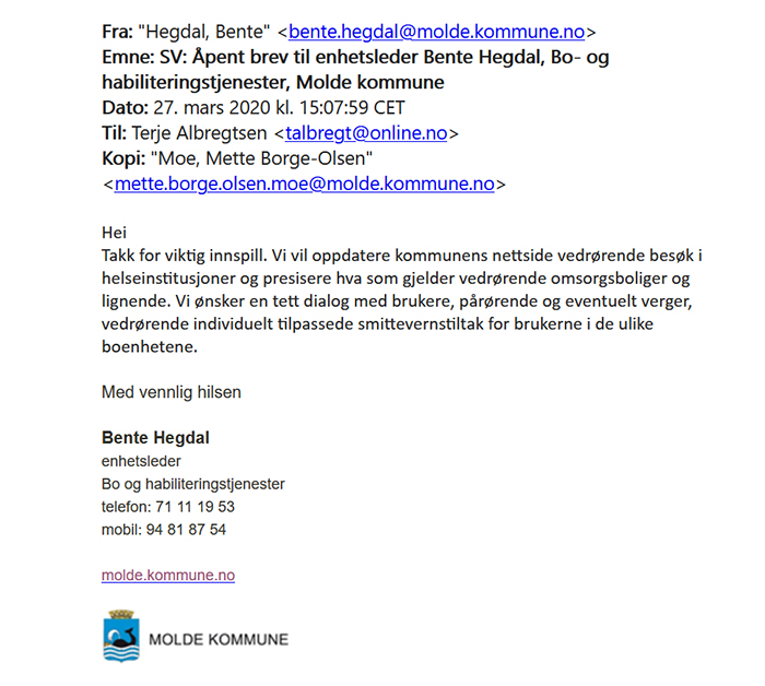 Svar fra Molde kommune Svar fra Molde kommune